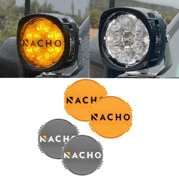 NACHO Quatro Flood Beam Pattern - Ideal for Lower Speed Driving with Low and High Power - Size 4" - Pair