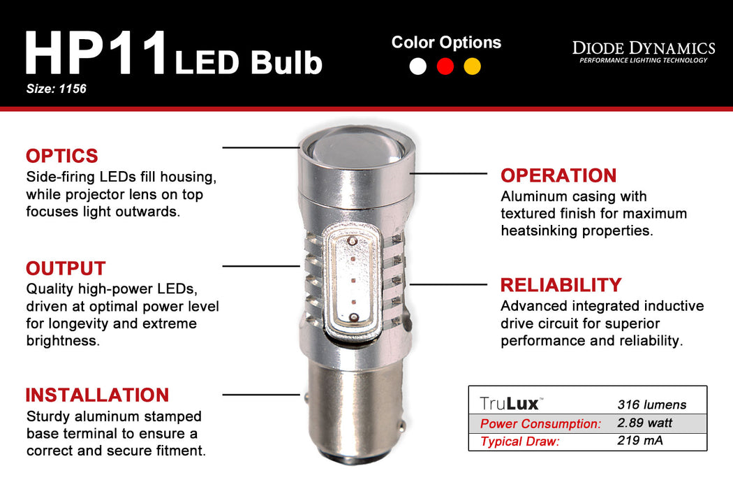 Diode Dynamics - DD0001P - 1156 HP11 LED Amber (pair)