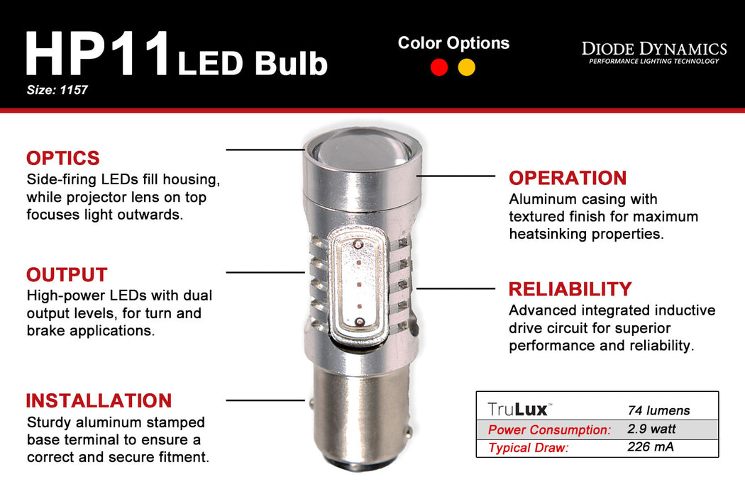 Diode Dynamics - DD0010S - 1157 HP11 LED Amber (single)