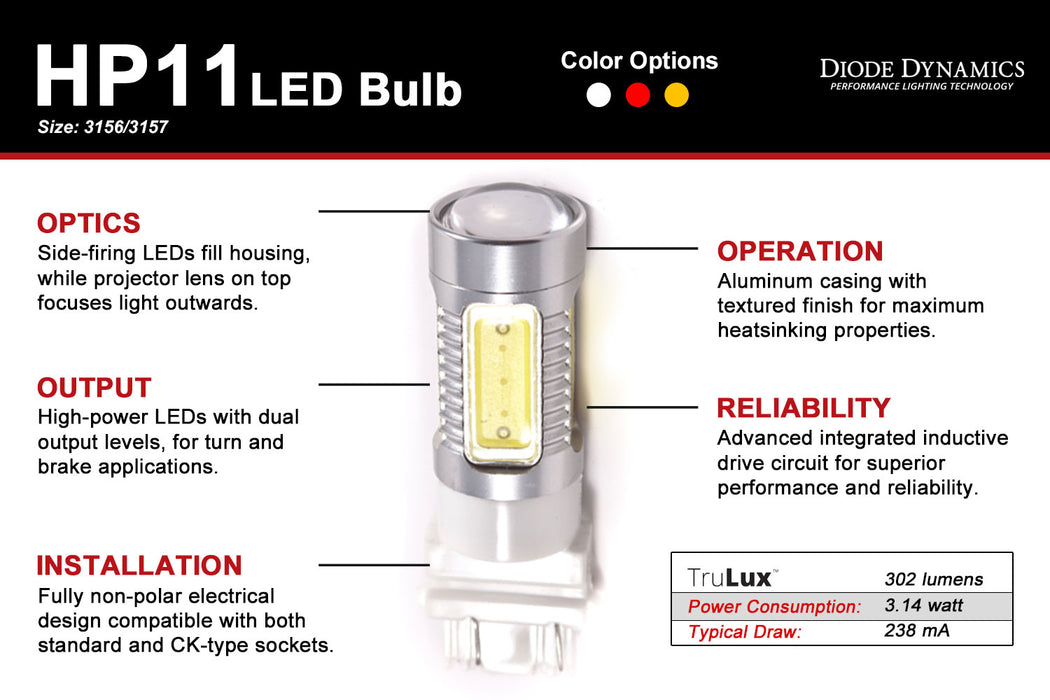 Diode Dynamics - DD0050P - 3157 HP11 LED Amber (pair)