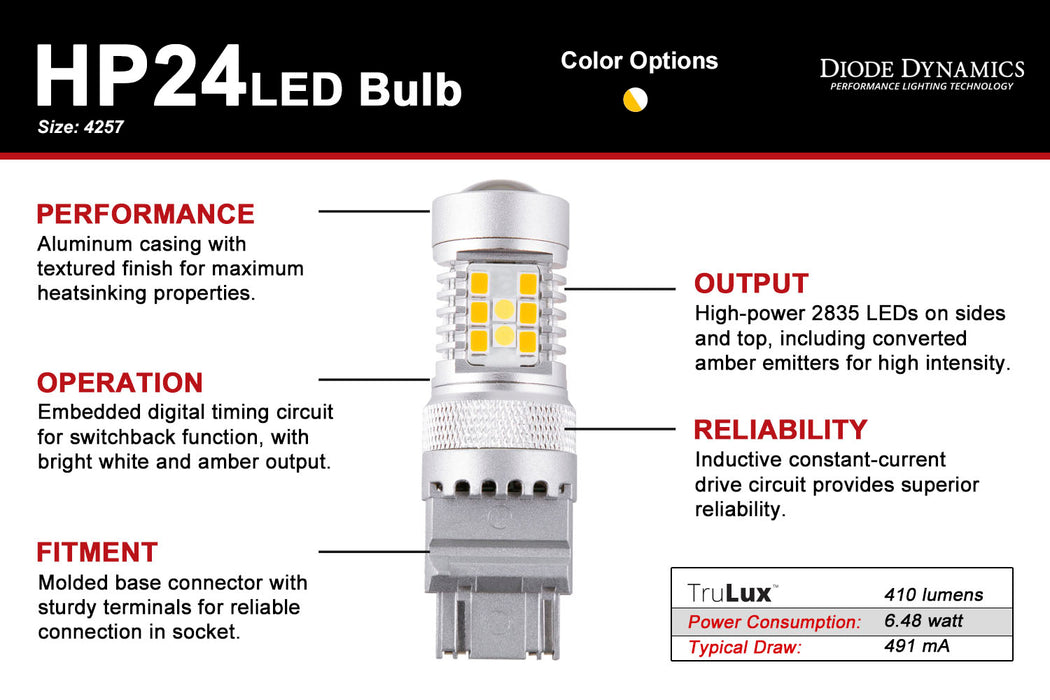 Diode Dynamics - 4257 HP24 LED Cool White Switchback (single)