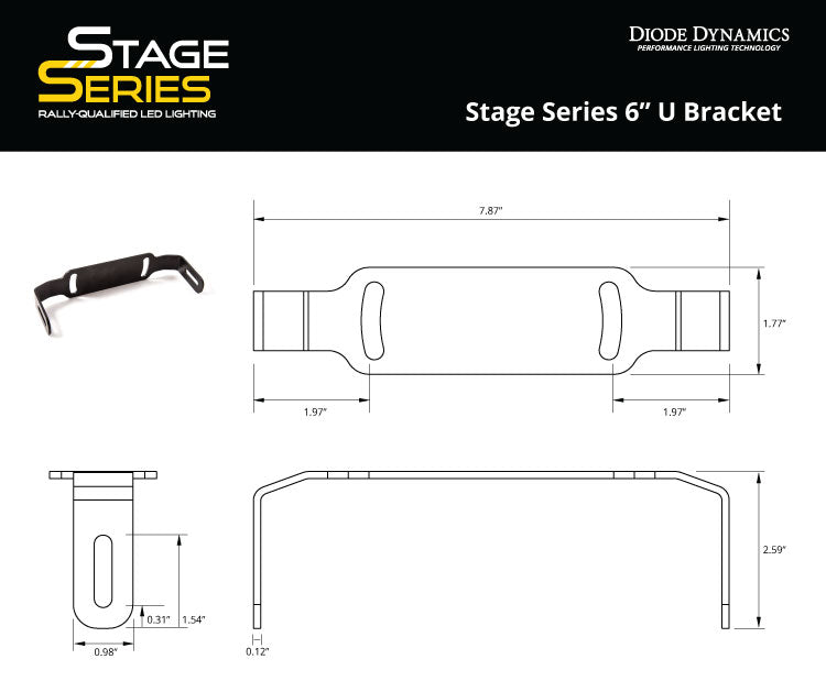 Diode Dynamics - DD6001S - Stage Series 6in U Bracket (single)