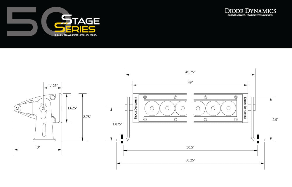 Diode Dynamics - DD6047 - SS50 Amber Flood Light Bar