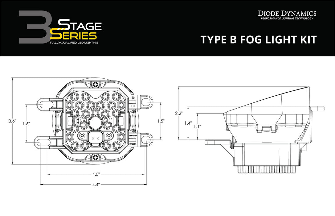 Diode Dynamics - DD6189 - SS3 Pro Type B Kit White SAE Fog