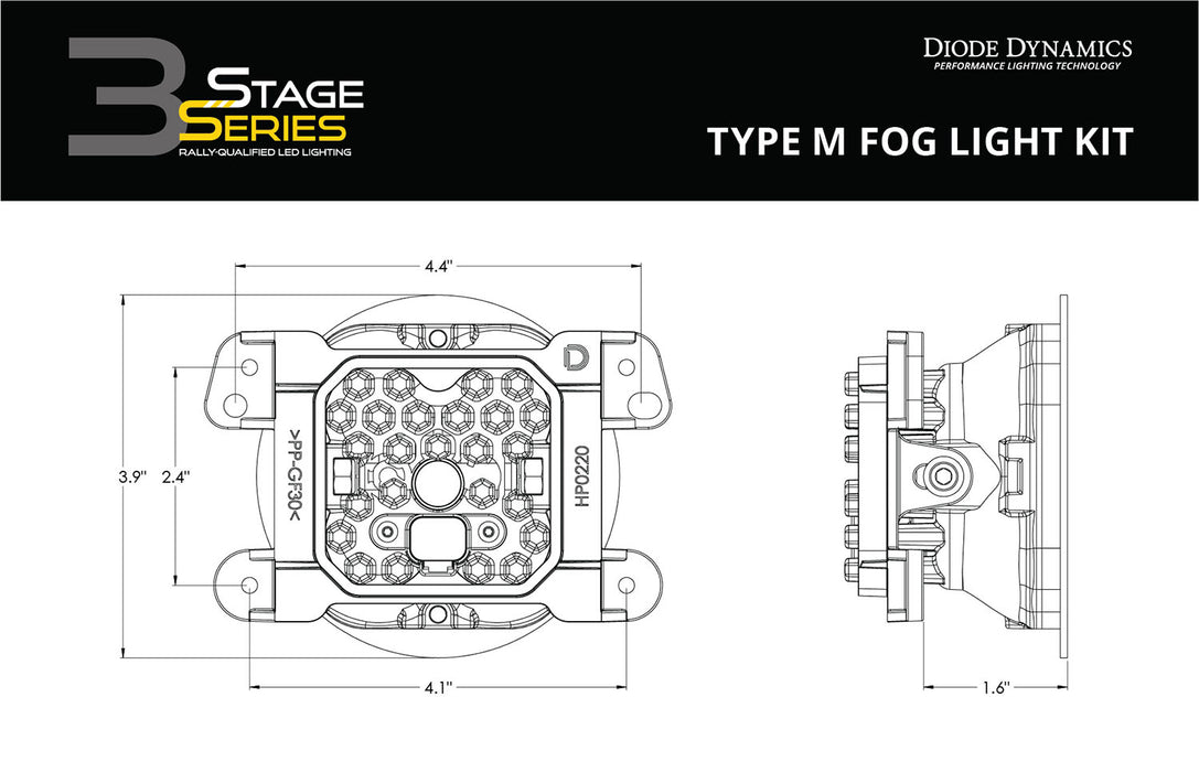 Diode Dynamics - DD6197 - SS3 Pro Type M Kit White SAE Fog