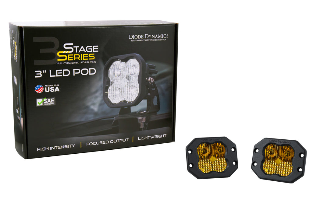 Diode Dynamics - DD6212P - SS3 LED Pod Pro Yellow Driving Flush (pair)