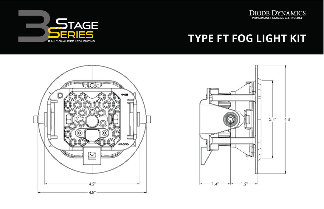 Diode Dynamics - DD6234 - SS3 Pro Type FT Kit White SAE Fog