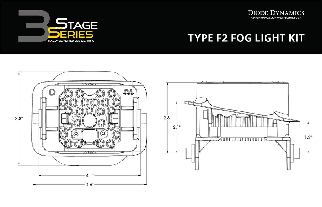 Diode Dynamics - DD6242 - SS3 Pro Type F2 Kit White SAE Fog