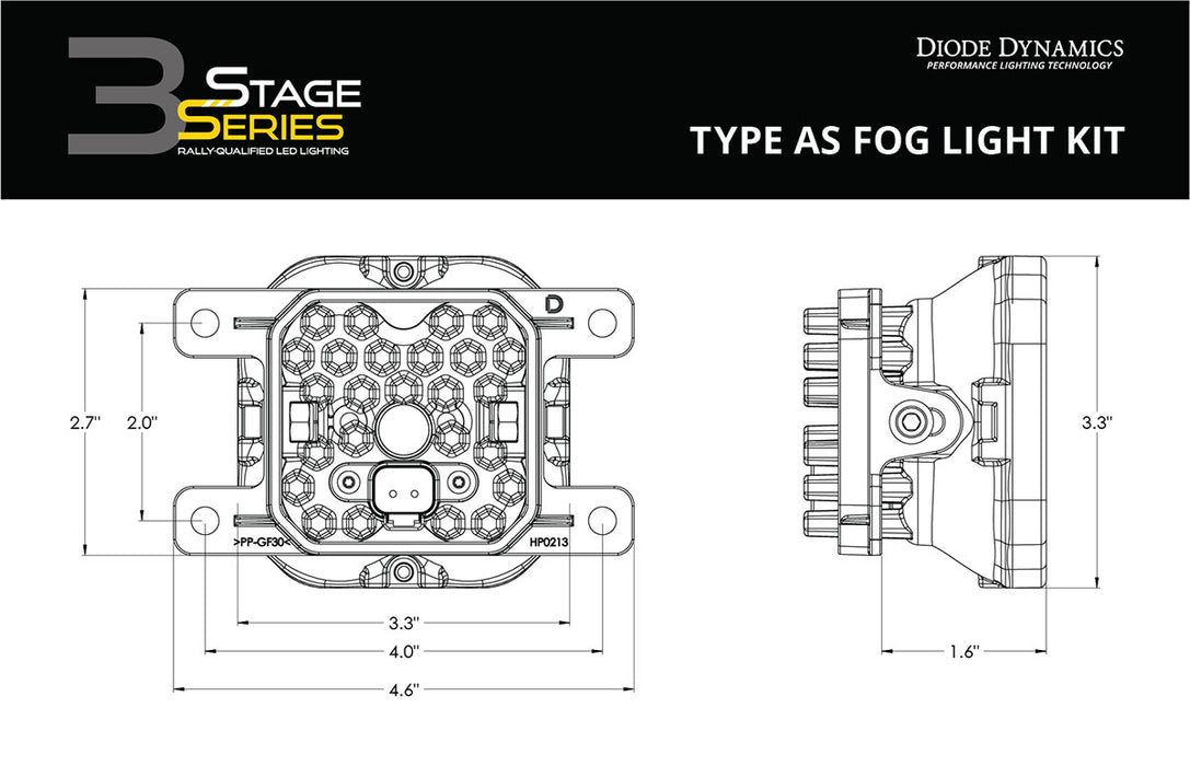 Diode Dynamics - DD6346 - SS3 Pro Type AS Kit White SAE Fog