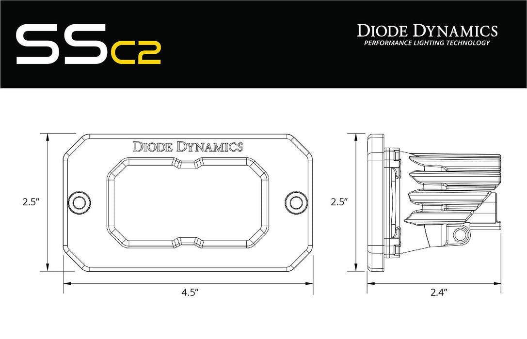 Diode Dynamics - SSC2 Pro Yellow Flood Flush ABL (pair)