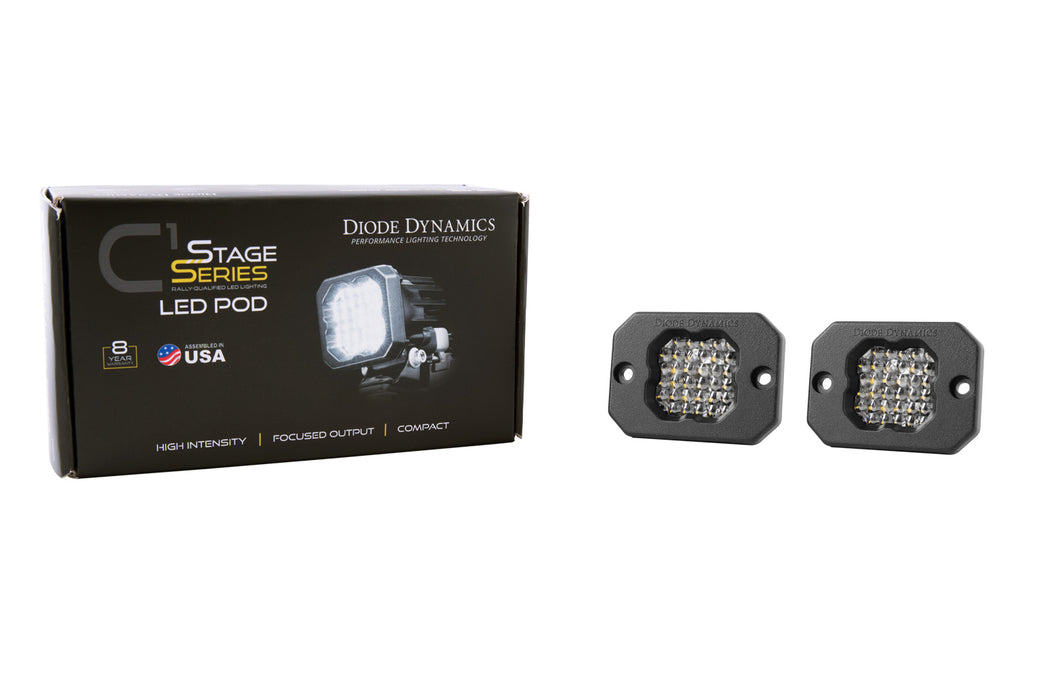 Diode Dynamics - Stage Series C1 LED Pod Pro White Flood Flush RBL (pair)