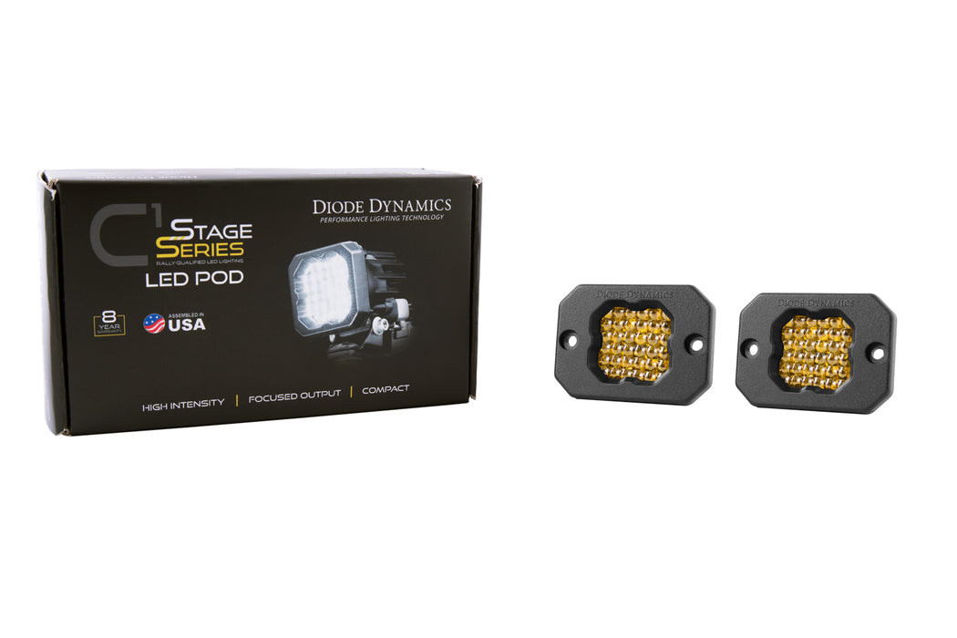 Diode Dynamics - Stage Series C1 LED Pod Pro Yellow Flood Flush ABL (pair)