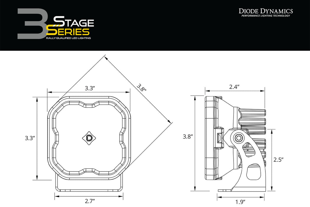 Diode Dynamics - DD6492P - SS3 LED Pod Max Yellow SAE Fog Standard (pair)