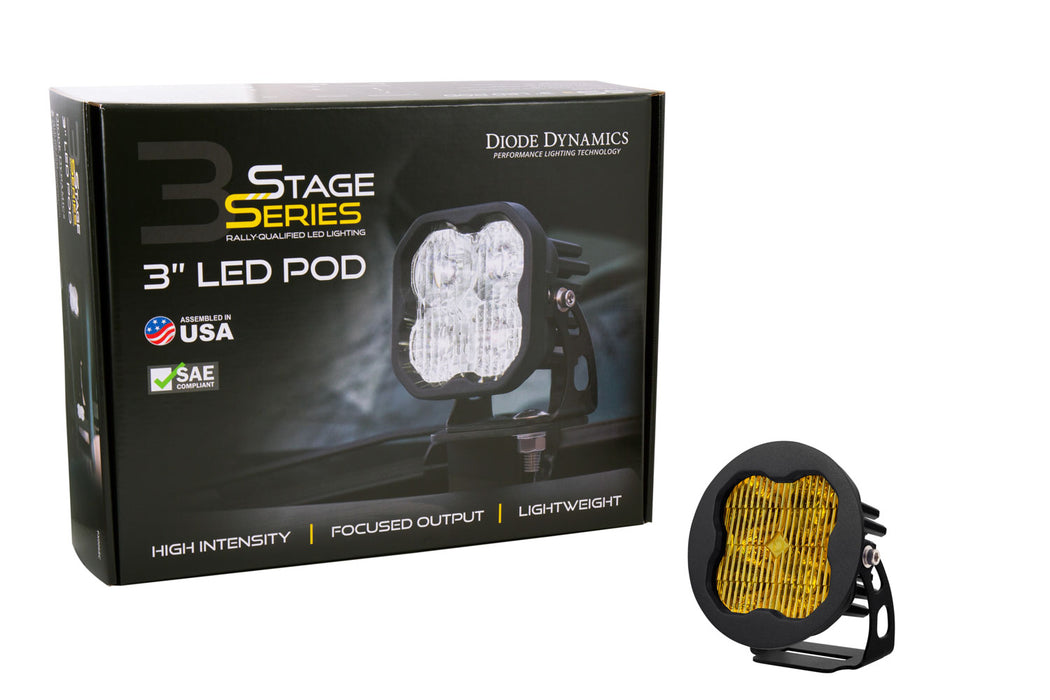 Diode Dynamics - DD6495S - SS3 LED Pod Max Yellow SAE Fog Round (single)