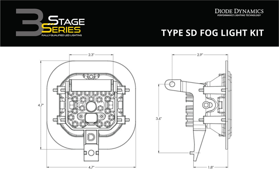 Diode Dynamics - SS3 Type SD LED Fog Light Kit Pro White SAE Fog