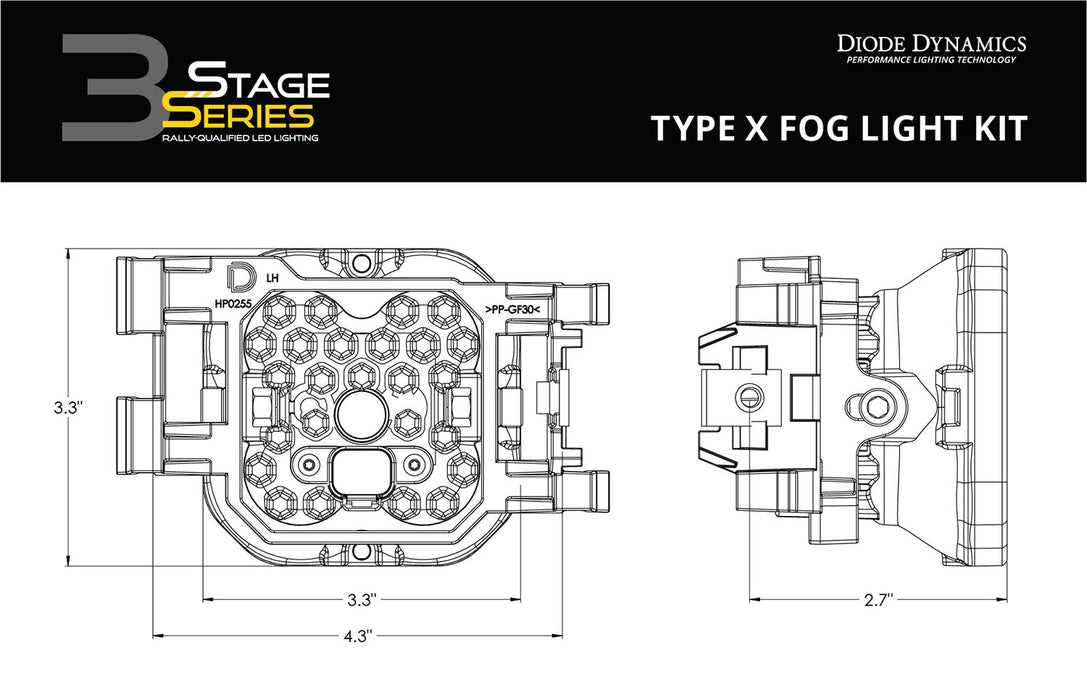 Diode Dynamics - SS3 Type X LED Fog Light Kit Pro White SAE Fog