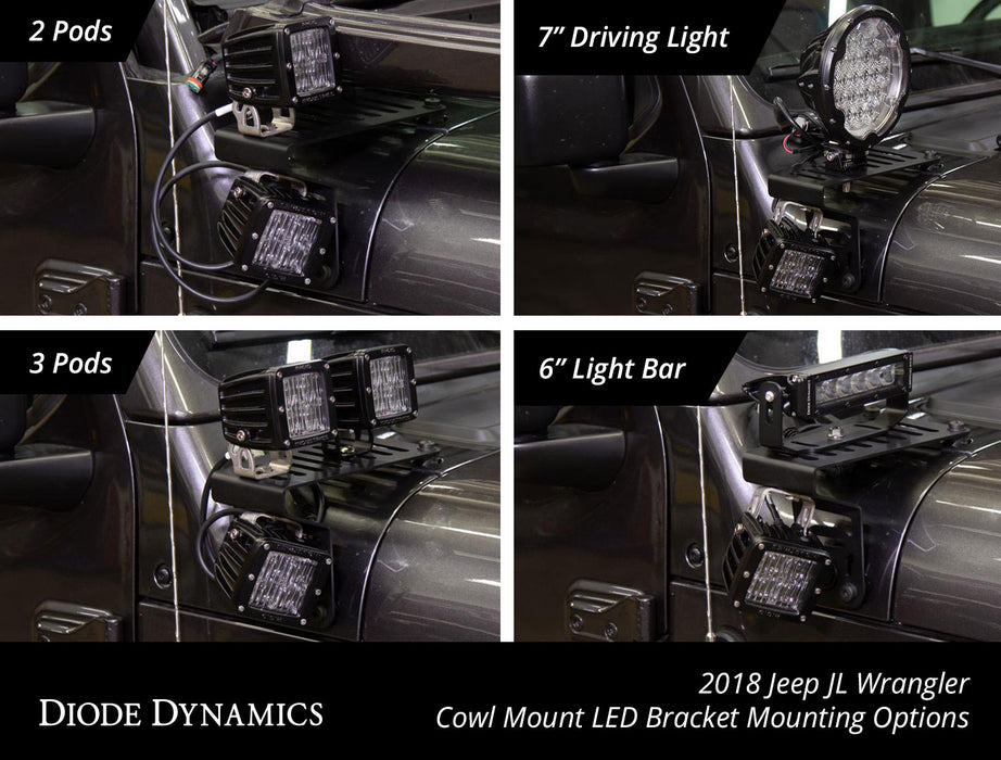 Diode Dynamics - SS3 Cowl Kit For 2018+ Jeep Wrangler/Gladiator Yellow Pro