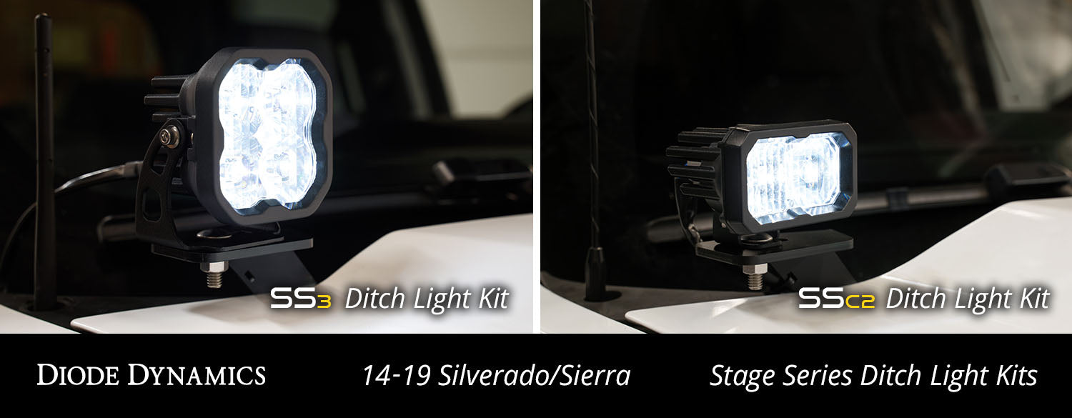 SS3 LED Ditch Light Kit For 2014-2019 Silverado/Sierra Pro White Combo