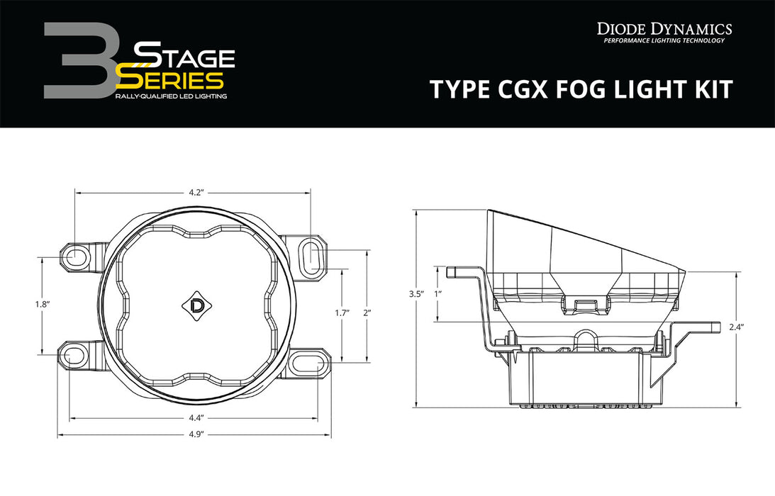 Diode Dynamics -DD6741 - SS3 Type CGX LED Fog Light Kit Pro White SAE Fog