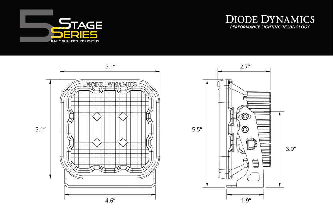 Diode Dynamics - SS5 LED Pod Pro White Flood (single)