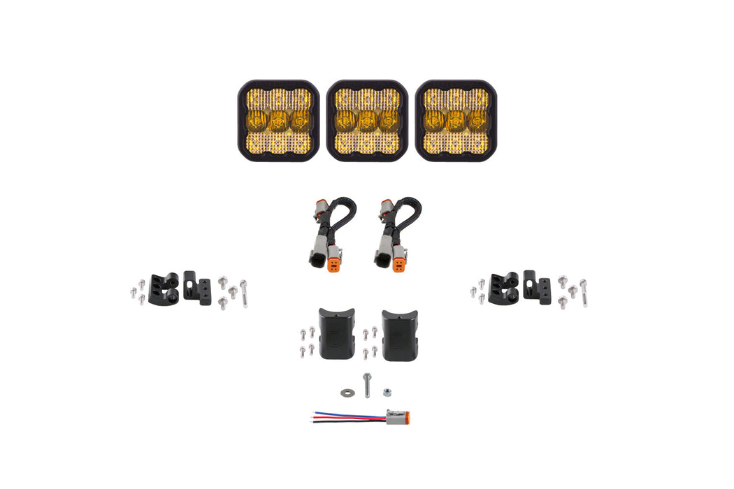 Diode Dynamics - SS5 Sport Universal CrossLink 3-Pod Lightbar Yellow Combo