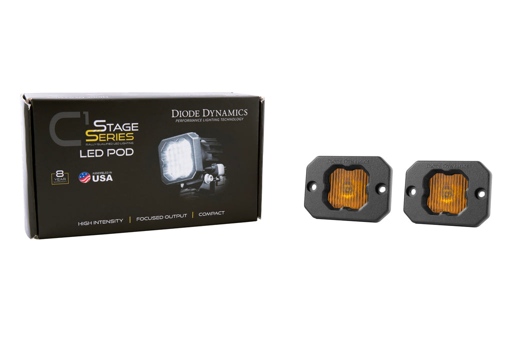 Diode Dynamics - Stage Series C1 LED Pod Yellow SAE Fog Flush ABL (pair)