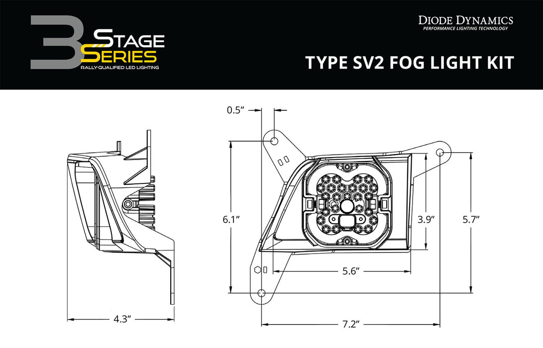 Diode Dynamics - SS3 Max Type SV2 Kit ABL Yellow SAE Fog