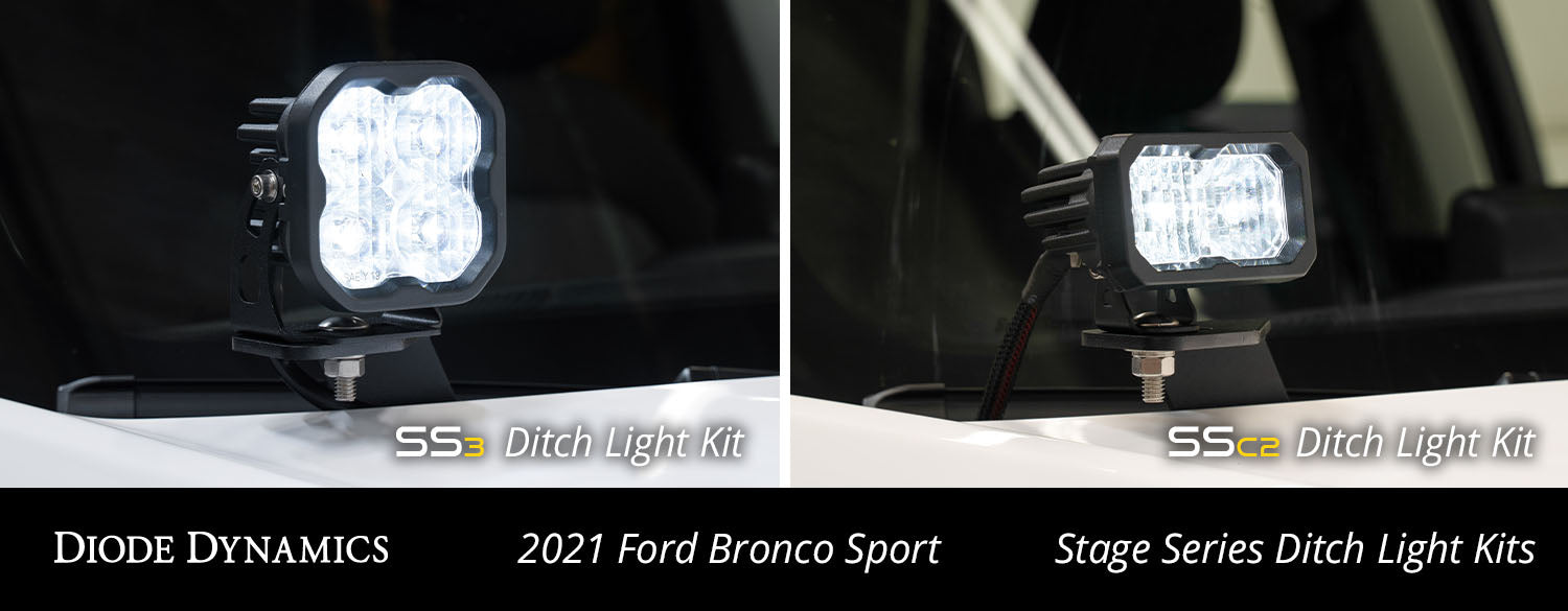 Diode Dynamics - SS3 LED Ditch Light Kit For 2021 Ford Bronco Sport  Pro White Combo