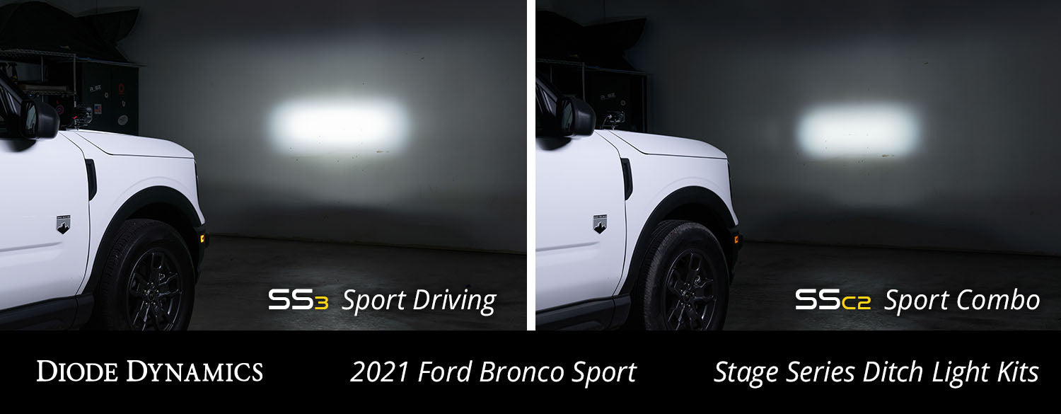 Diode Dynamics - SS3 LED Ditch Light Kit For 2021 Ford Bronco Sport  Pro White Combo