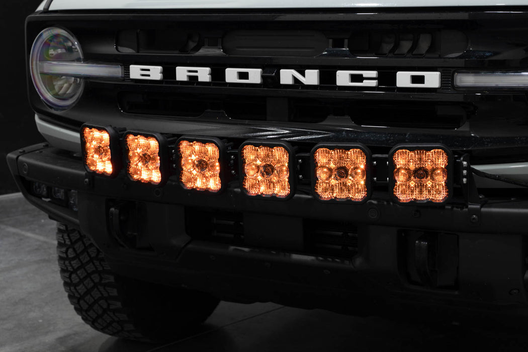 Diode Dynamics - Bronco SS5 6-Pod CrossLink Grille Lightbar Kit  Sport Yellow Combo