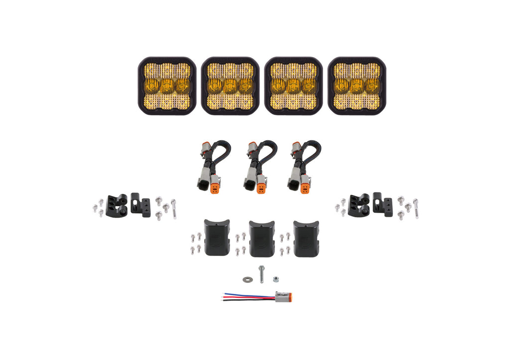 Diode Dynamics - SS5 Pro Universal CrossLink 4-Pod Lightbar Yellow Combo