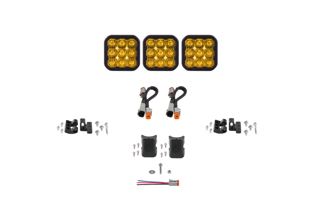 Diode Dynamics - SS5 Pro Universal CrossLink 3-Pod Lightbar Yellow Driving