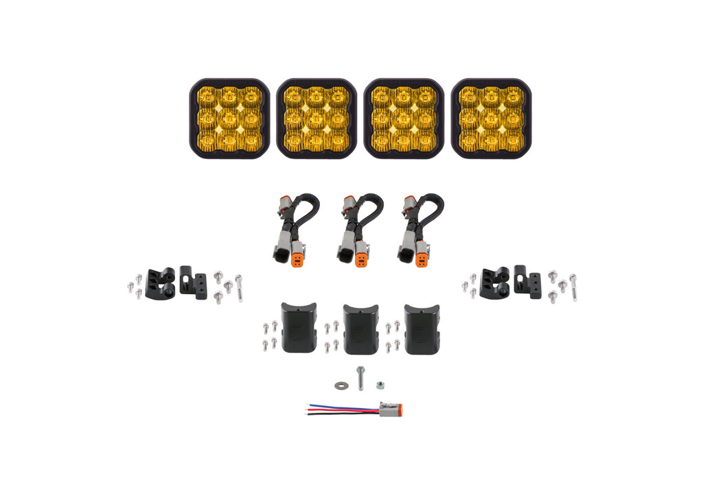 Diode Dynamics - SS5 Pro Universal CrossLink 4-Pod Lightbar Yellow Driving