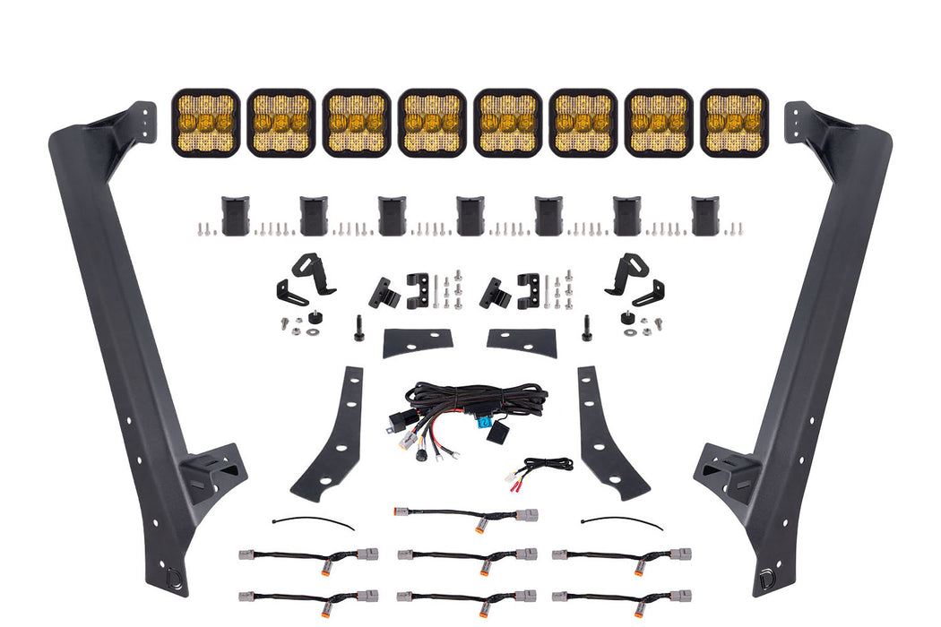 Diode Dynamics - Jeep JK SS5 Pro CrossLink Windshield Yellow Combo Lightbar Kit