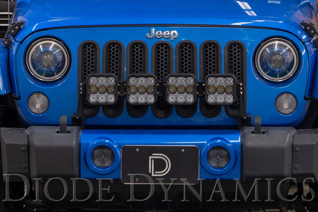 Diode Dynamics - Jeep JK SS5 4-Pod CrossLink Grille Lightbar Kit  Pro White Combo