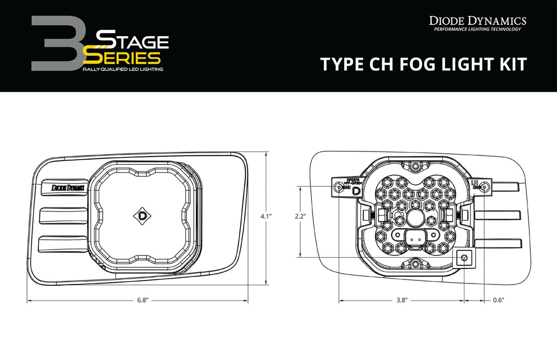 Diode Dynamics - SS3 Type CH LED Fog Light Kit Pro White SAE Fog