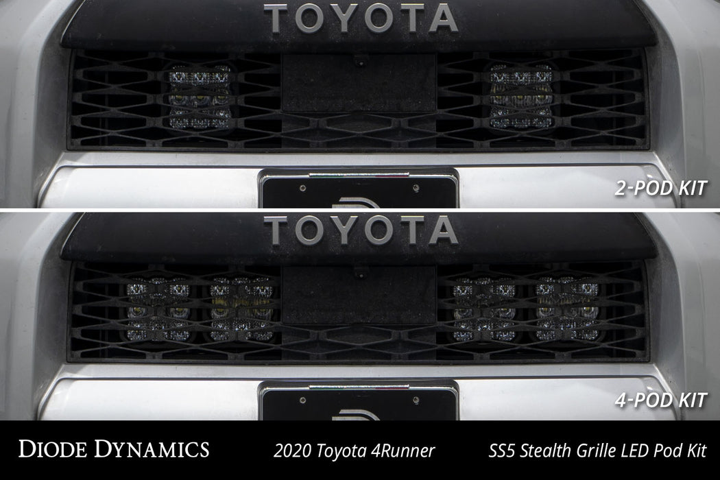 Diode Dynamics - SS5 Stealth LED 2-Pod Kit For 2014-2023 Toyota 4Runner Pro White Combo