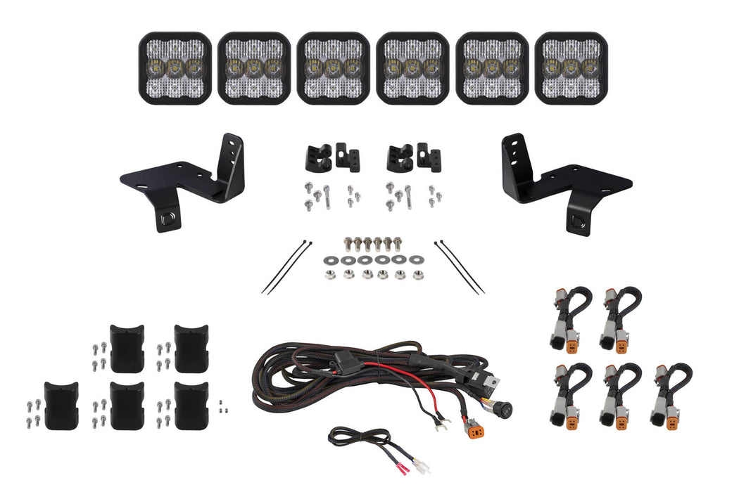 Diode Dynamics - SS5 CrossLink Grille Lightbar Kit For 2017-2022 Super Duty Sport White Combo