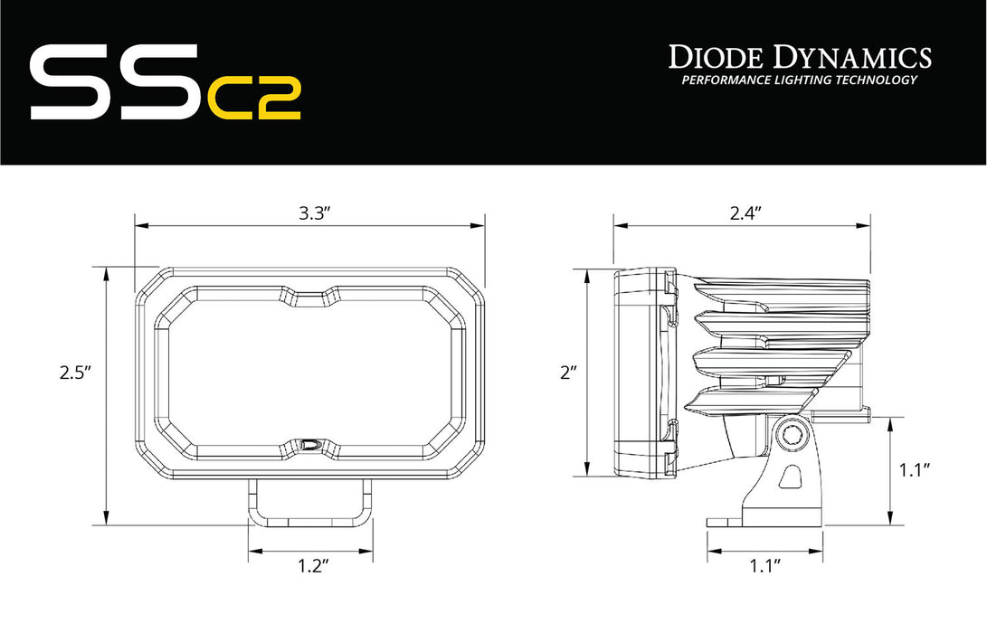 Diode Dynamics -Stage Series 2 Inch Roll Bar Reverse Light Kit SSC2 Pro (pair)