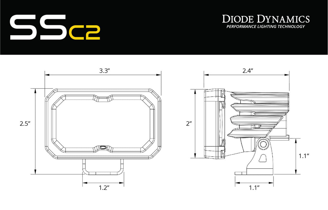 Diode Dynamics -Stage Series 1.25 Inch Roll Bar Reverse Light Kit SSC2 Pro (pair)