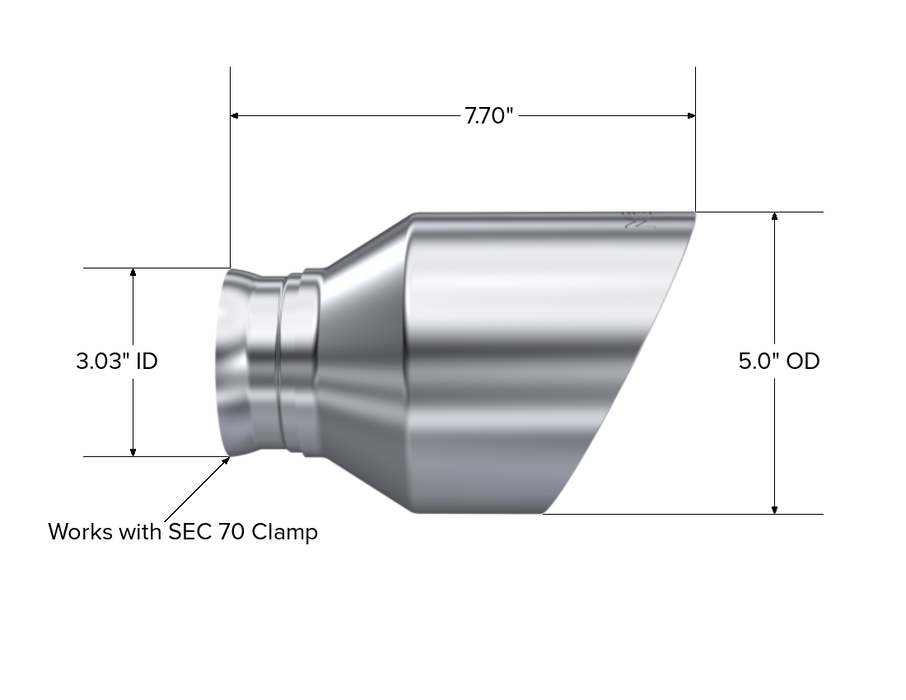 MBRP Exhaust 5in. OD SEC 70 Inlet 7.7in. In Length Dual Wall Angle Cut Tip Pairs.