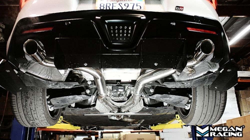 Toyota Supra 20+ OE Type Dual Exit Exhaust System W/ Burnt Blue Tips (3.0L 6-Cyl) - MR-CBS-TS20-OE-R-BT+M