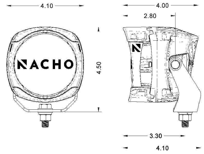 NACHO Quatro Spot Beam Output - Ideal for Down The Road Visibility - Size 4" - Pair