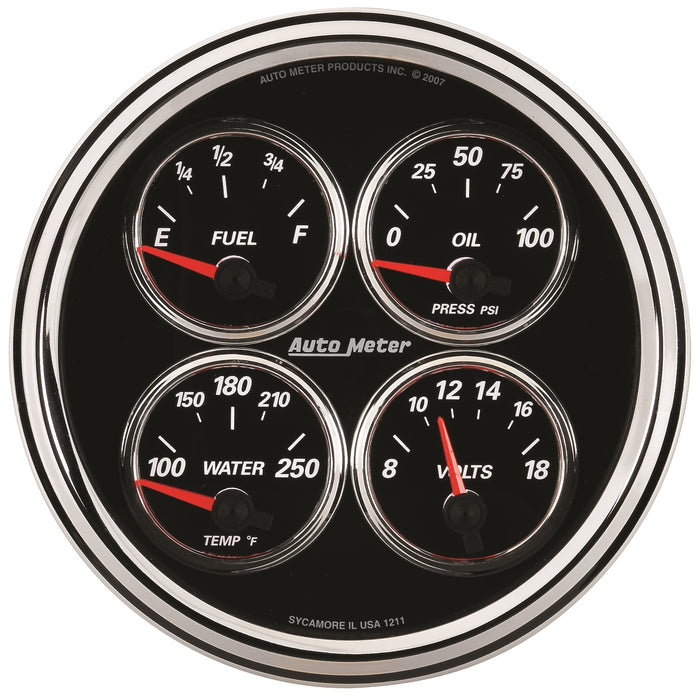 5 In. QUAD GAUGE 100 PSI/100-250 Fahrenheit/8-18V/240-33 O DESIGNER BLACK II