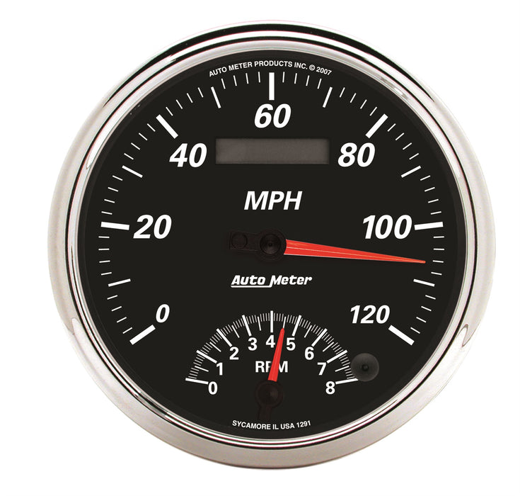 5 In. TACHOMETER/SPEEDOMETER COMBO 8K RPM/120 MPH DESIGNER BLACK II