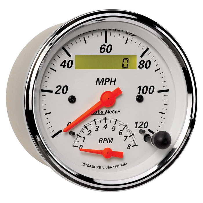 3-3/8 In. TACHOMETER/SPEEDOMETER COMBO 8K RPM/120 MPH ARCTIC WHITE