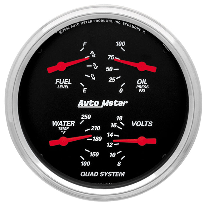 5 In. QUAD GAUGE 100 PSI/100-250 Fahrenheit/8-18V/240-33 O DESIGNER BLACK