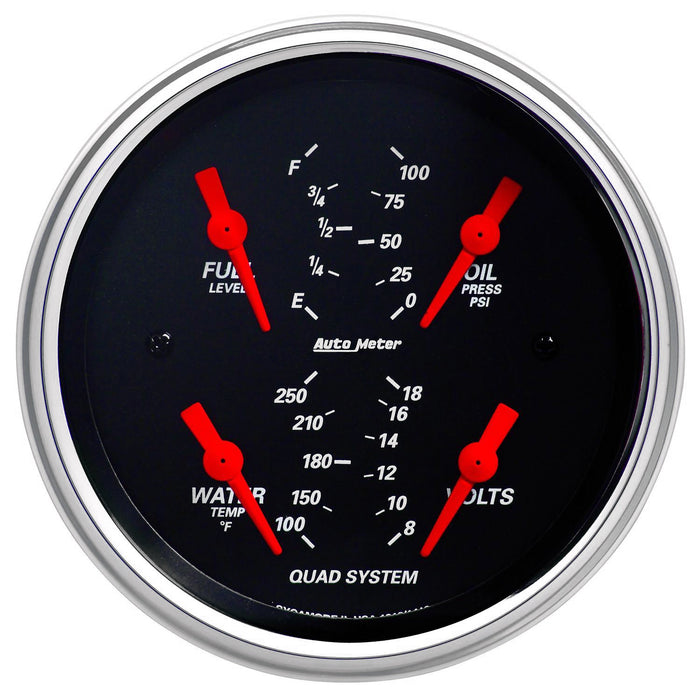 3-3/8 In. QUAD GAUGE 100 PSI/100-250 Fahrenheit/8-18V/240-33 O DESIGNER BLACK