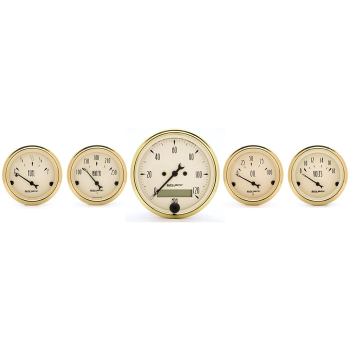 5 PC. GAUGE KIT 3-1/8 In. & 2-1/16 In.  ELEC. SPEEDOMETER GOLDEN OLDIES