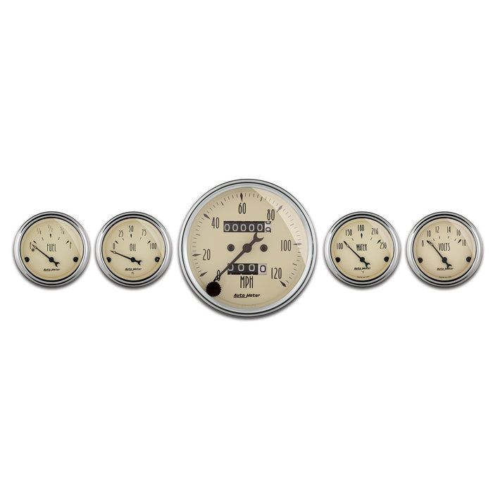 5 PC. GAUGE KIT 3-1/8 In. & 2-1/16 In.  MECH. SPEEDOMETER ANTIQUE BEIGE